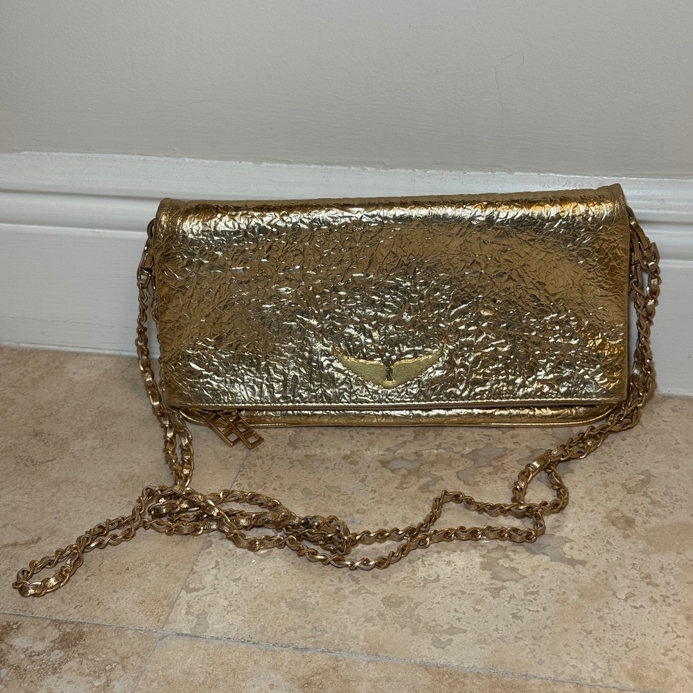 Gold Clutch Bag with Straps